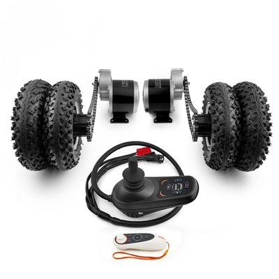 L-faster Dual 24V 350W Motor Wider 8 Inch Off Road Wheel Kit with Joystick Controller for Beach Cart Wheelchair Bike (Max 9kph)