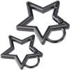 Isslly 2 PCS Star Snap Clips, Zinc Alloy Heavy Duty Star Shaped Keychain Clip with 2 Sizes, Cute Clip for Bags, Backpack, Keys - Black view 1
