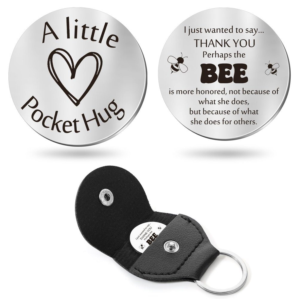 Sureio Pocket Hug Token Gift Long Distance Relationship Keepsake Inspirational Gift Keychain Valentine's Day Gifts(Honey Bee Gifts)