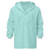 Men's Cotton Linen Drawstring Hoodie Long Sleeve Button Down Beach Shirts Lightweight Hooded Casual Shirt Top (X-Large,Green) view 1