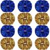 Hoteam 12 Pack Cheerleading Pom Poms Cheer Pompoms with Baton Handle Metallic Foil Pompoms for Adult for Team Sports Party Dance Cheering Squad Accessories, 14 Inch (Blue,Gold) view 1