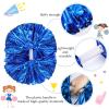 Hoteam 12 Pack Cheerleading Pom Poms Cheer Pompoms with Baton Handle Metallic Foil Pompoms for Adult for Team Sports Party Dance Cheering Squad Accessories, 14 Inch (Blue,Gold) view 3