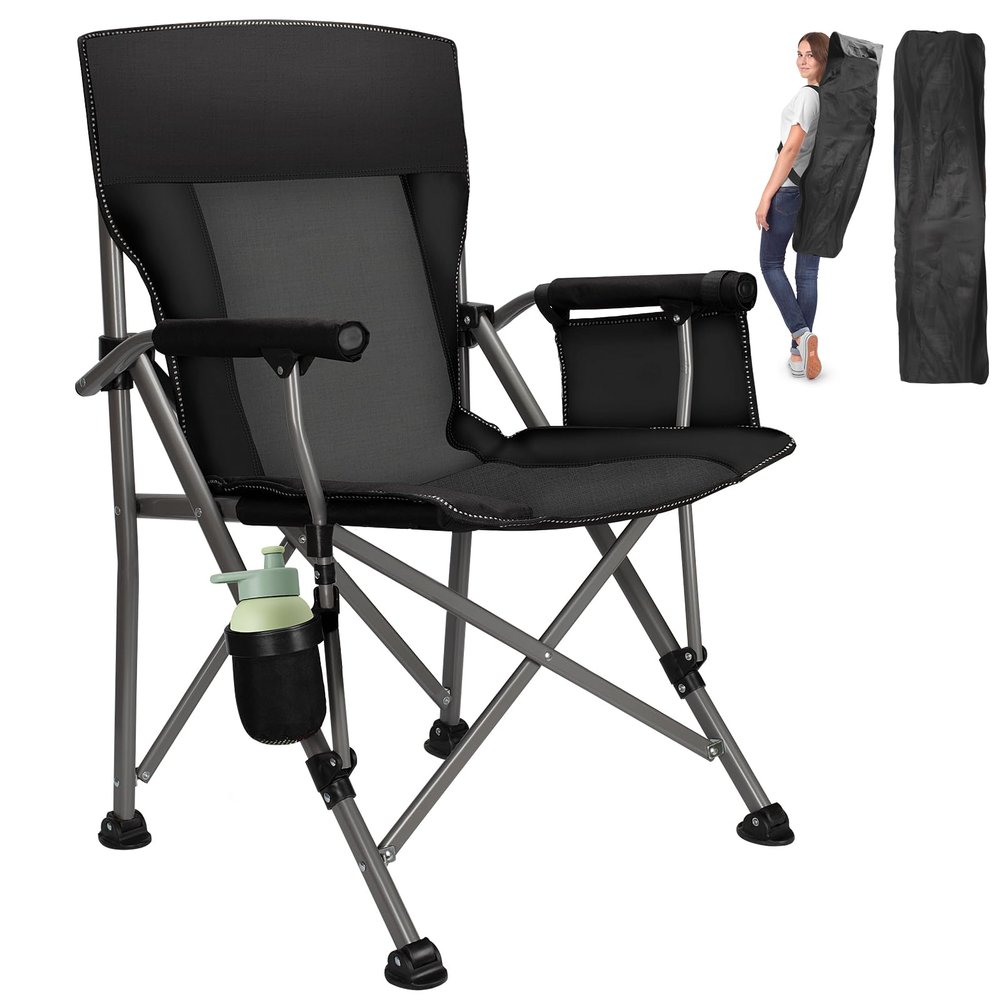 QUYUAN Camping Chair for Adult, Heavy Duty Folding Chair for 500lbs, Comfortable Lawn Chairs with Fully Padded, Compact Camp Chairs for Outdoor Sports, Fishing, Concerts, Beach (Without Heated)