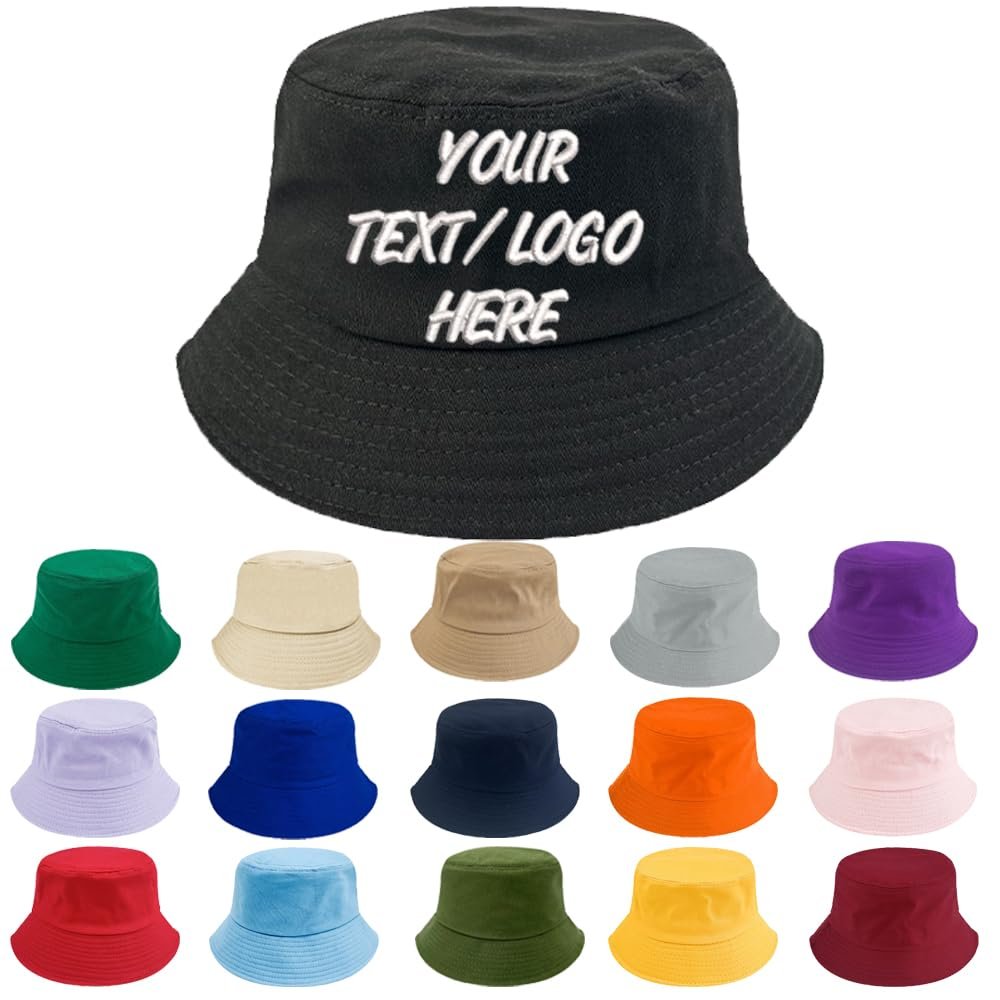 10PC Custom Embroidery Bucket Hat with Your Text/Logo,Personalized Foldable Sun Hat,Fisherman Fishing Cap for Men Women