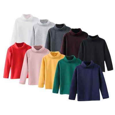 Betadog Unisex Girls Boys Long Sleeve Cotton T-Shirt Toddler Turtleneck Basic Warm Casual Tops (Coffee, 6-7 Years)