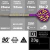 Target Darts Luke Littler Gen 1 Prodigy Steel Tip Swiss Point Darts, 90% Tungsten Darts, 23G | Generation 1 Gold Steel Tip Darts, Player Edition Swiss Points Dart Sets, K-Flex Flights and Shafts view 3