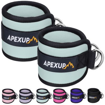 APEXUP Ankle Strap for Cable Machine, Ankle Resistance Bands, Cable Kick Back Straps for Gym, Glute Workouts, Leg Extensions, Adjustable Straps with Neoprene Padding (Pair, Pastel Blue)