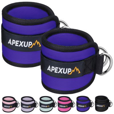 APEXUP Ankle Strap for Cable Machine, Ankle Resistance Bands, Cable Kick Back Straps for Gym, Glute Workouts, Leg Extensions, Adjustable Straps with Neoprene Padding (Pair, Purple)