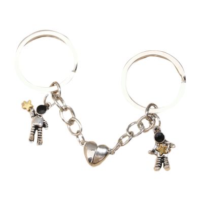 VOCUE 2 Pieces Keychain Astronaut Heart Magnetic Keyring Keychains for Couple Friend Gifts Handmade Jewelry
