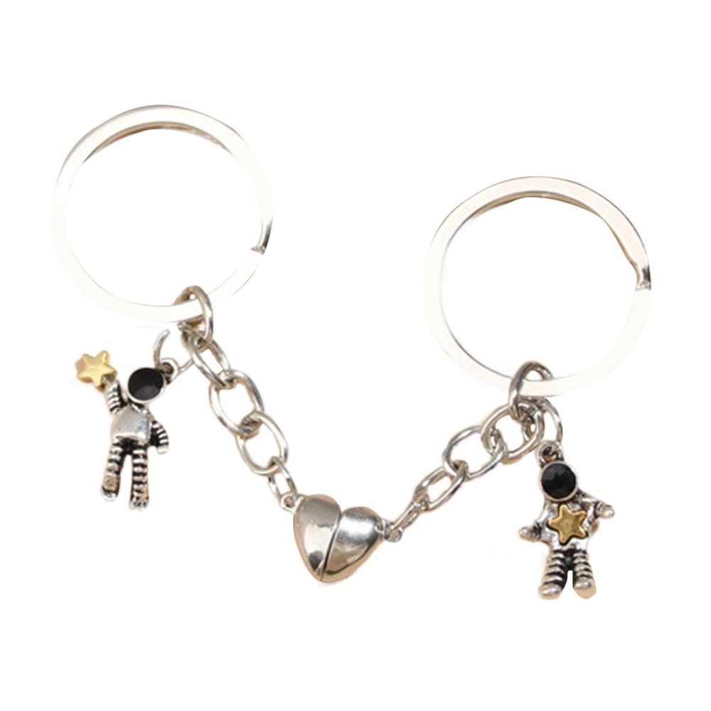 VOCUE 2 Pieces Keychain Astronaut Heart Magnetic Keyring Keychains for Couple Friend Gifts Handmade Jewelry