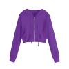 Rkwins Cropped Sweatshirts for Women Zip Up Cute Hoodies Lightweight Long Sleeve Sweatshirt Slim Fit Jacket with Pockets Dark Purple view 1