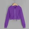 Rkwins Cropped Sweatshirts for Women Zip Up Cute Hoodies Lightweight Long Sleeve Sweatshirt Slim Fit Jacket with Pockets Dark Purple view 2