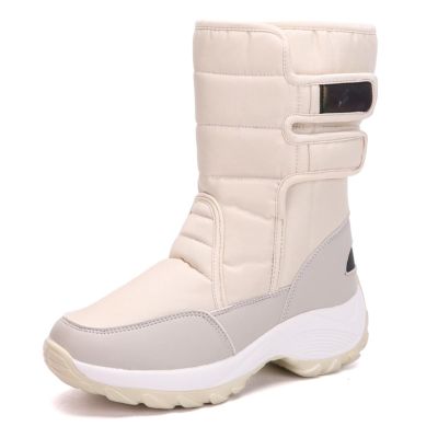 Womens Snow Boots Waterproof Mid Calf Winter Boots for Women Warm Faux Fur Lined Boots High Top Anti-Slip Boots