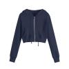 Rkwins Cropped Sweatshirts for Women Zip Up Cute Hoodies Lightweight Long Sleeve Sweatshirt Slim Fit Jacket with Pockets Dark Blue view 1