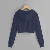 Rkwins Cropped Sweatshirts for Women Zip Up Cute Hoodies Lightweight Long Sleeve Sweatshirt Slim Fit Jacket with Pockets Dark Blue view 3