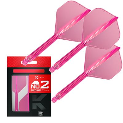 Target Darts K Flex Integrated Dart Flights and Shafts, No.2 Pink (Medium) | Pack of 3 K-Flex  No2, Kflex All in One Moulded Dart Flight & Stem | Professional Dart Accessories