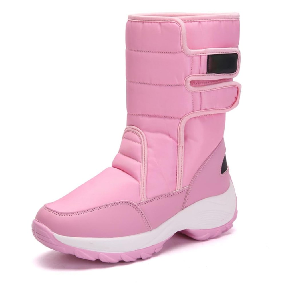 Womens Snow Boots Waterproof Mid Calf Winter Boots for Women Warm Faux Fur Lined Boots High Top Anti-Slip Boots