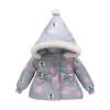 Toddler Baby Girls Padded Jacket Coat Cute Cat Print Puffer Warm Polka Dots Zipper Hooded Outerwear (Grey, 18-24 Months) view 1