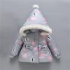 Toddler Baby Girls Padded Jacket Coat Cute Cat Print Puffer Warm Polka Dots Zipper Hooded Outerwear (Grey, 18-24 Months) view 2