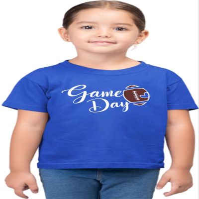 2T Royal Toddler Cute Script Game Day Football Heart Toddler T-Shirt