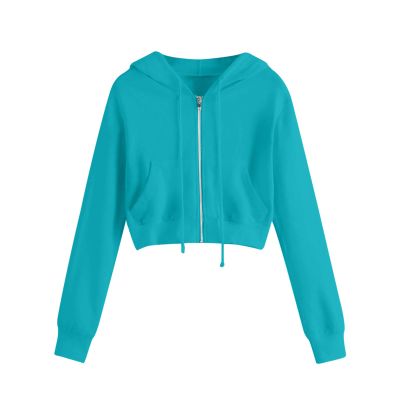 Rkwins Cropped Sweatshirts for Women Zip Up Cute Hoodies Lightweight Long Sleeve Sweatshirt Slim Fit Jacket with Pockets Dark Navy
