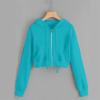 Rkwins Cropped Sweatshirts for Women Zip Up Cute Hoodies Lightweight Long Sleeve Sweatshirt Slim Fit Jacket with Pockets Dark Navy view 3