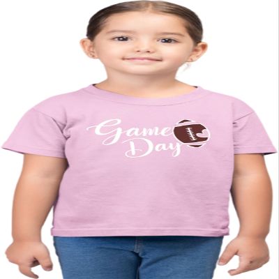 3T Light Pink Toddler Cute Script Game Day Football Heart Toddler T-Shirt