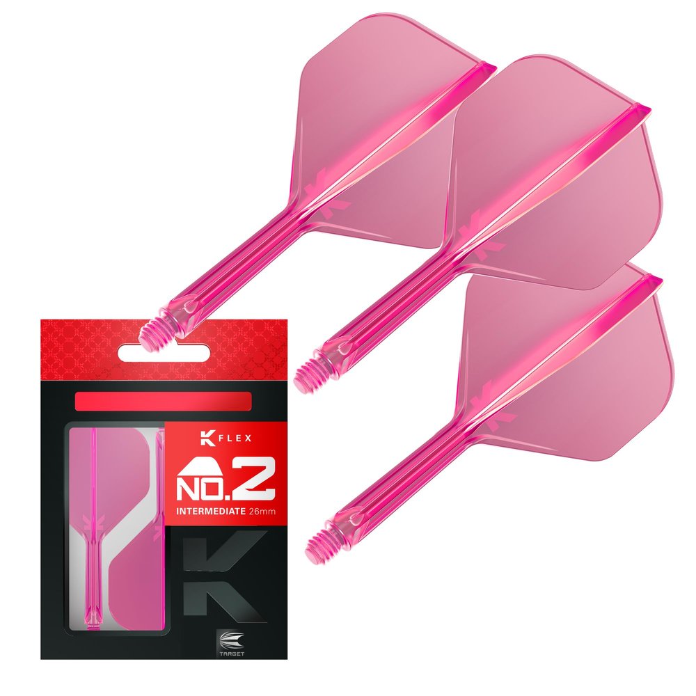 Target Darts K Flex Integrated Dart Flights and Shafts, No.2 Pink (Intermediate) | Pack of 3 K-Flex  No2, Kflex All in One Moulded Dart Flight & Stem | Professional Dart Accessories