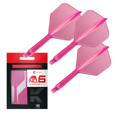 Target Darts K Flex Integrated Dart Flight and Shaft, No.6 Pink (Intermediate) | 3-Pack K-Flex - No. 6, Kflex Precision-Molded 2-in-1 Dart Flights and Dart Shaft | Professional Dart Accessories