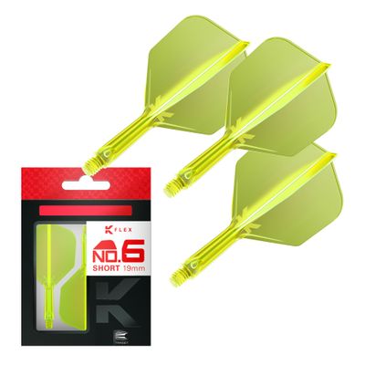 Target Darts K Flex Integrated Dart Flight and Shaft, No.6 Yellow (Short) | 3-Pack K-Flex - No. 6, Kflex Precision-Molded 2-in-1 Dart Flights and Dart Shaft | Professional Dart Accessories