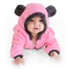 Newborn Baby Boy Girl Fleece Footed Jumpsuit Bear Ears Hooded Romper Zip up Outerwear Coat Infant (Pink, 3-6 Months) view 2