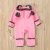 Newborn Baby Boy Girl Fleece Footed Jumpsuit Bear Ears Hooded Romper Zip up Outerwear Coat Infant (Pink, 3-6 Months) view 4