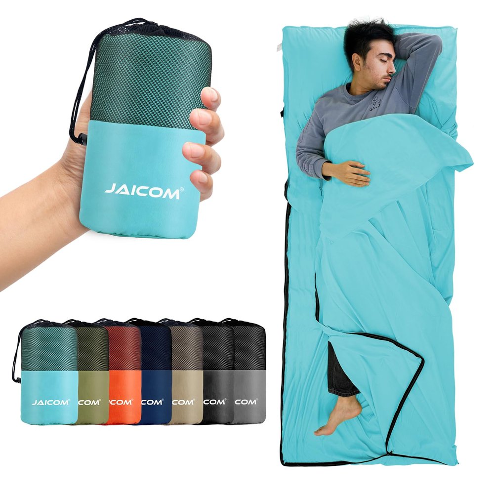 JAICOM Sleeping Bag Liner, Travel Sheets & Adult Sleep Sack, Ultralight and Portable Summer Sleeping Bag - Ideal for Backpacking, Hotels and Hostels, Business Trips, Camping