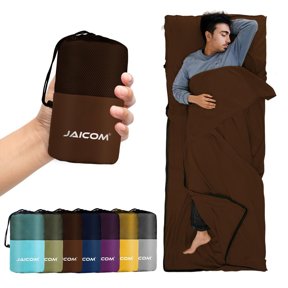 JAICOM Sleeping Bag Liner, Travel Sheets & Adult Sleep Sack, Ultralight and Portable Summer Sleeping Bag - Ideal for Backpacking, Hotels and Hostels, Business Trips, Camping