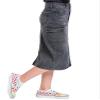 YMI Jeans Girls Denim Long Cargo Clean Hem Skirt, Black, 07 view 2
