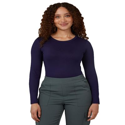 32 Degrees Heat Women's Lightweight Crew Baselayer Top | Form Fitting | Long Sleeve | 4-Way Stretch | Thermal, Evening Blue, XX-Large