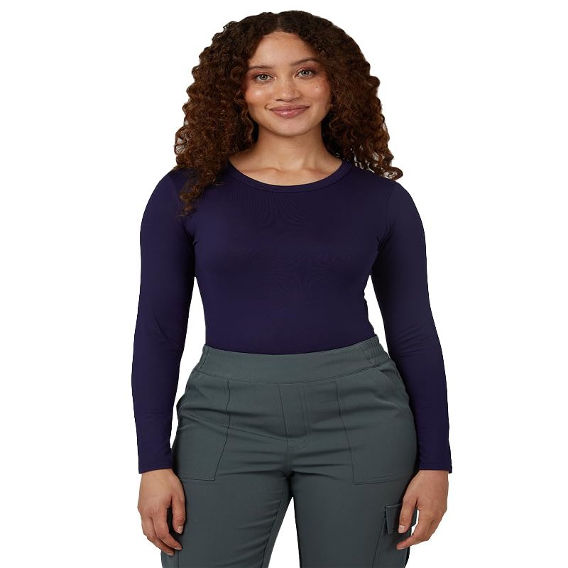 32 Degrees Heat Women's Lightweight Crew Baselayer Top | Form Fitting | Long Sleeve | 4-Way Stretch | Thermal, Evening Blue, XX-Large