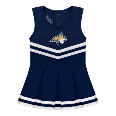 College Baby NCAA Officially Licensed Cheerleader Bodysuit Dress - Tank Top - Montana State Bobcats Logo - Navy - 6-9 Months