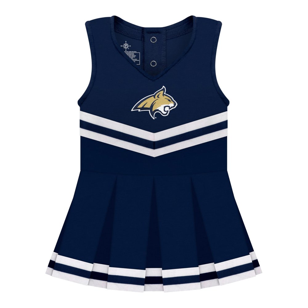 College Baby NCAA Officially Licensed Cheerleader Bodysuit Dress - Tank Top - Montana State Bobcats Logo - Navy - 6-9 Months