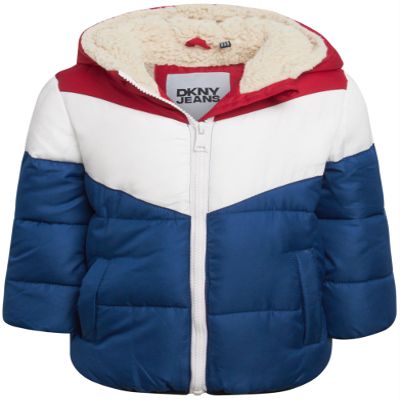 DKNY Baby Infant Boys' Puffer Jacket - Toddler Puffer Coat Full Zip Up Sherpa Lined Quilted Hooded Jacket (Sizes: 12M-4T), Size 24 Months, Cherry Red