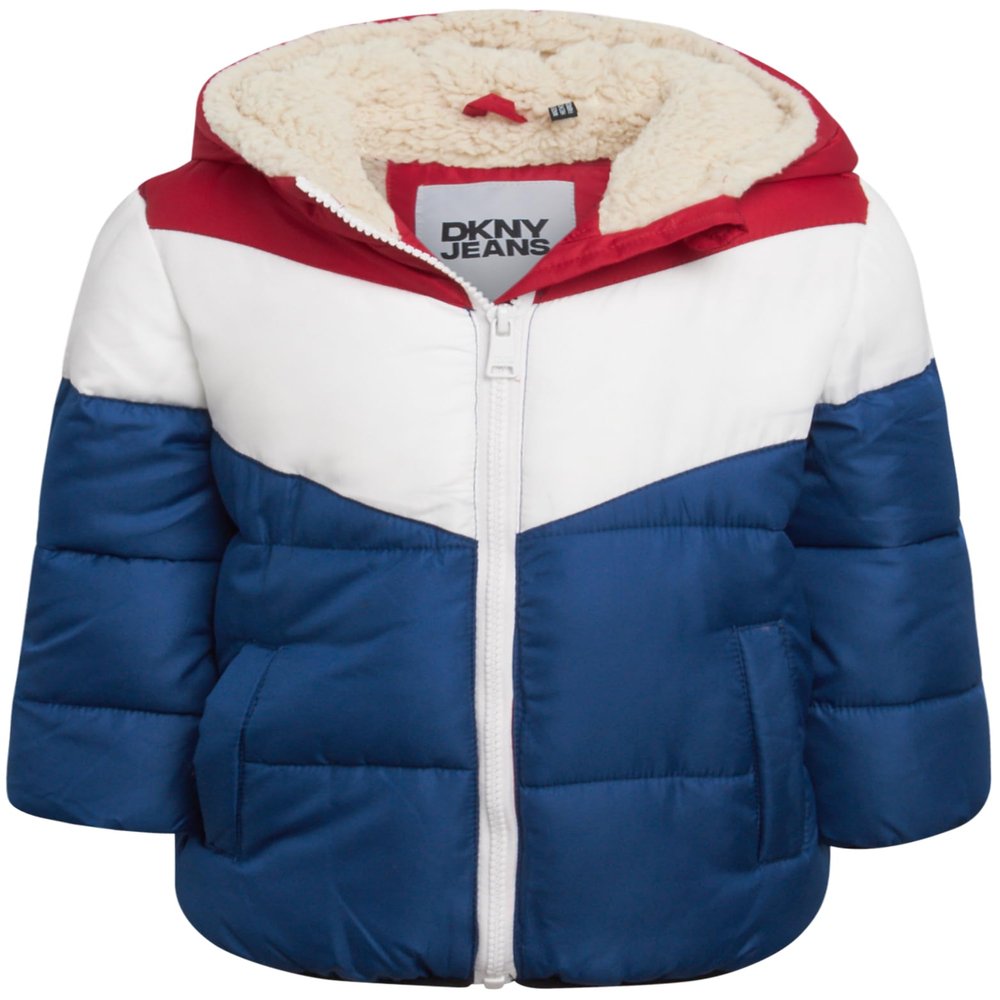 DKNY Baby Infant Boys' Puffer Jacket - Toddler Puffer Coat Full Zip Up Sherpa Lined Quilted Hooded Jacket (Sizes: 12M-4T), Size 24 Months, Cherry Red