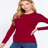 Emmalise Women's Thermal Crew Neck Long Sleeves Fitted Top, Burgundy, X-Large view 4