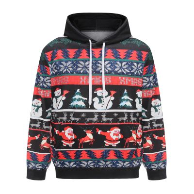 Colorful House Unisex's Ugly Christmas Jumper Sweater Printed Pullover, Novelty 3D Funny Digital Print Hoodied with Pocket Sweatshirt Suit for Couple Men Woman(Snowman Snowflake,Medium)