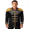 dPois Men Sergeant Pepper Costume Tassel Jacket 60s Satin Cardigan Coat Medieval Hippy Party Costume Black Small view 1