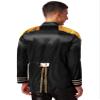 dPois Men Sergeant Pepper Costume Tassel Jacket 60s Satin Cardigan Coat Medieval Hippy Party Costume Black Small view 2
