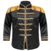dPois Men Sergeant Pepper Costume Tassel Jacket 60s Satin Cardigan Coat Medieval Hippy Party Costume Black Small view 3