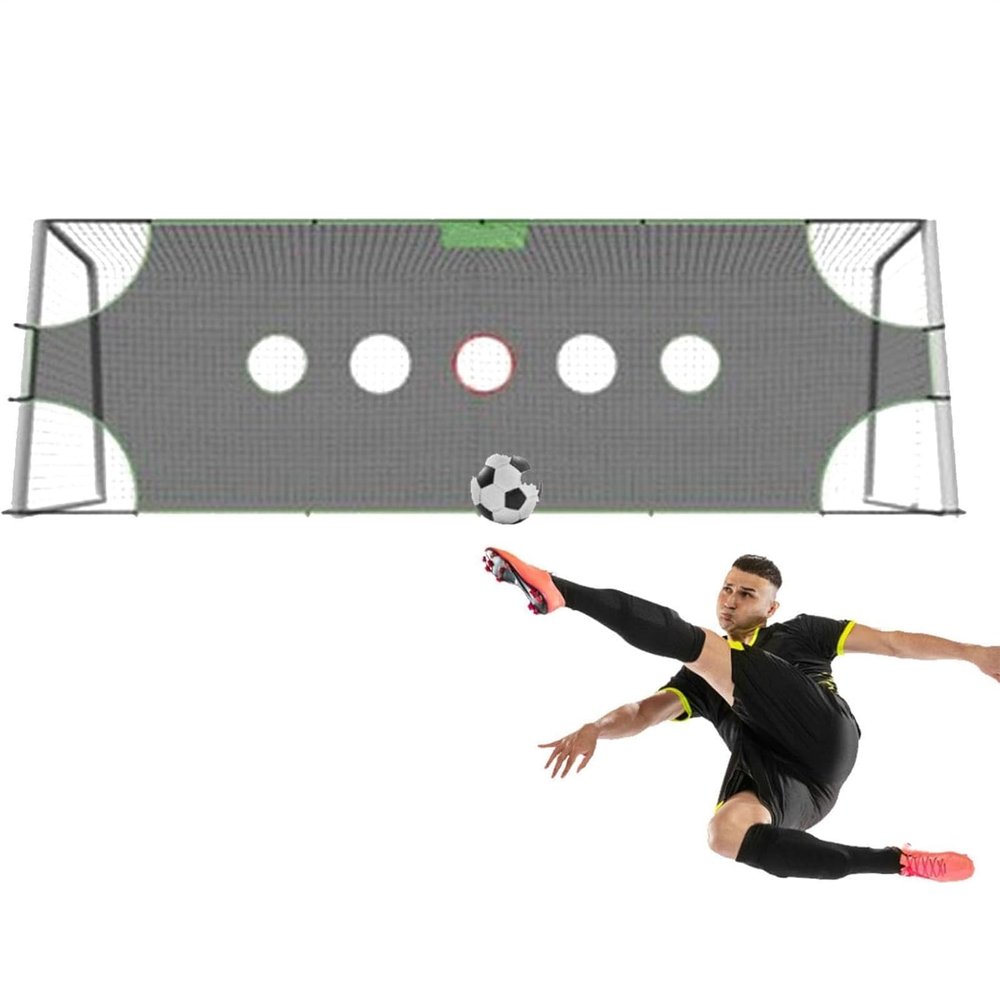 Football Goal Net, Football Throwing Target with 5 Target Pockets, Adjustable Buckle and Improves Accuracy& Power, Precision Targeting and Easy to Store, for Beginner, Amateur and Pro Player