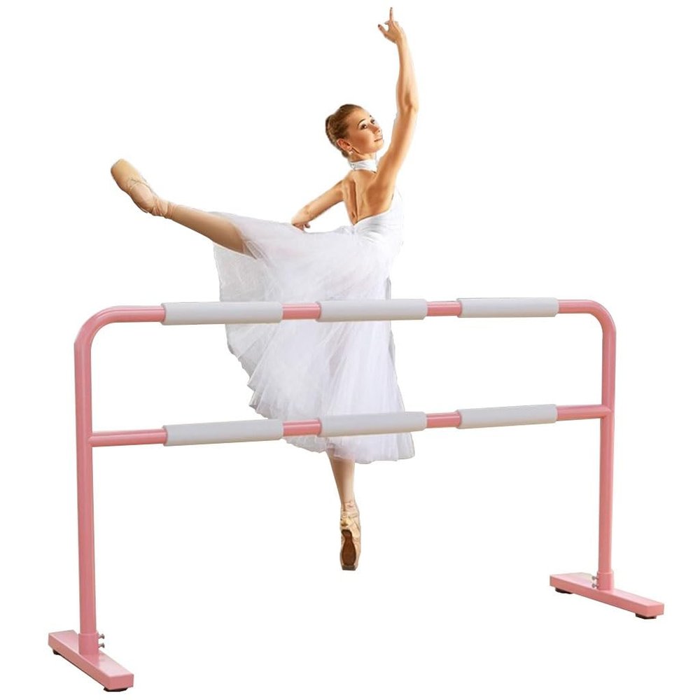 XAWSOP Ballet Barre Pink Steel Ballet Barre with White Anti Slip Handle, Suitable for Gym, Dance Room, Fitness Club, Leg Press Bar, 1m/3.3FT,Pink-2M/6.6FT