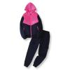 LANZIYAYA Girls Hoodies Full Zip Sweatshirt with Zipper Pocket Jogger Sweatpants Casual Sweatshirt 2 Piece Set (US, Age, 6 Years, Dark blue) view 2