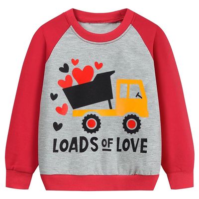Popshion Toddler Valentines Outfit Boys Valentines Tractor Sweatshirts Truck Print Raglan Sleeve Pullover Tops 2T